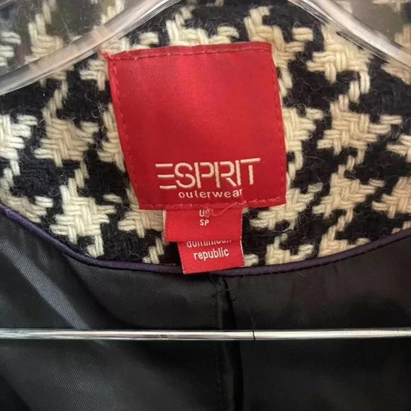 Spirit Jacket Womens Size SP Wool Coat black and white belt - Picture 3 of 8